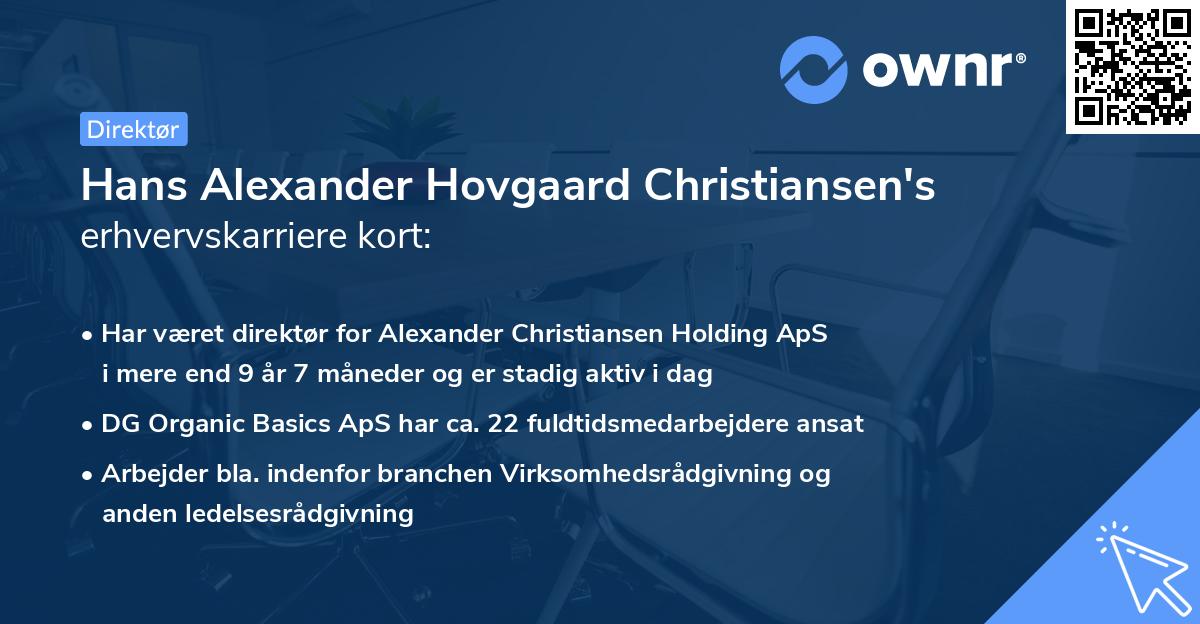 Hans Alexander Hovgaard Christiansen's erhvervskarriere kort