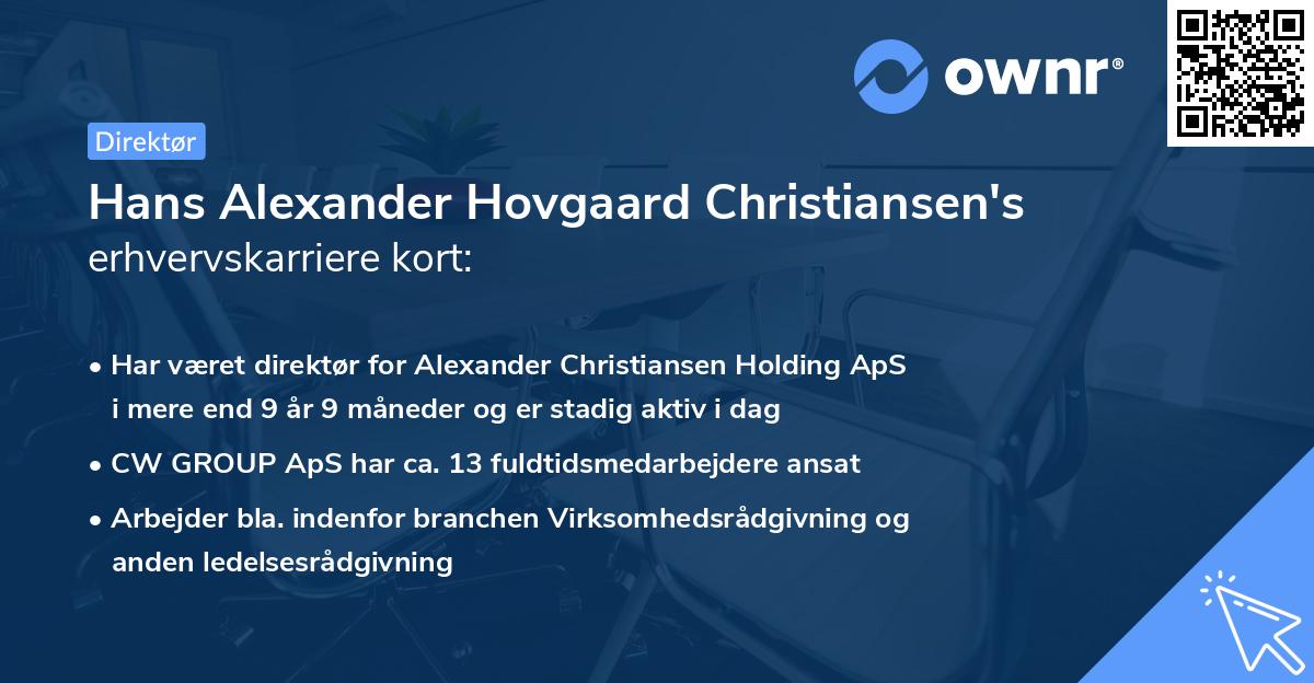 Hans Alexander Hovgaard Christiansen's erhvervskarriere kort