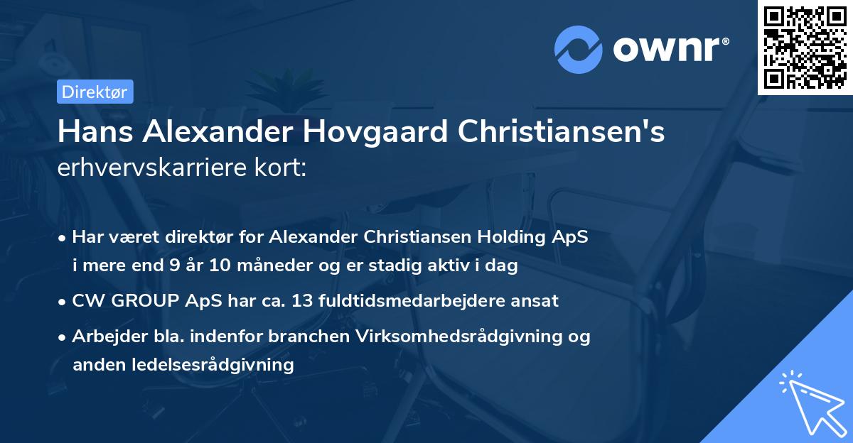 Hans Alexander Hovgaard Christiansen's erhvervskarriere kort
