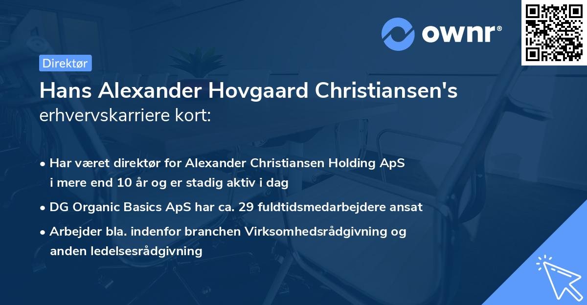 Hans Alexander Hovgaard Christiansen's erhvervskarriere kort