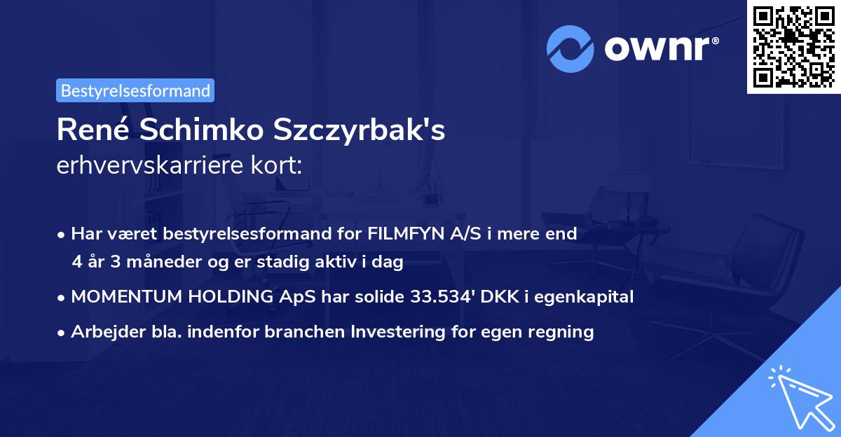 René Schimko Szczyrbak's erhvervskarriere kort