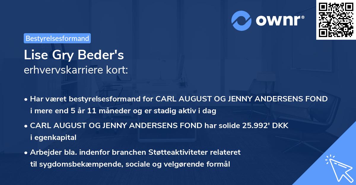 Lise Gry Beder's erhvervskarriere kort