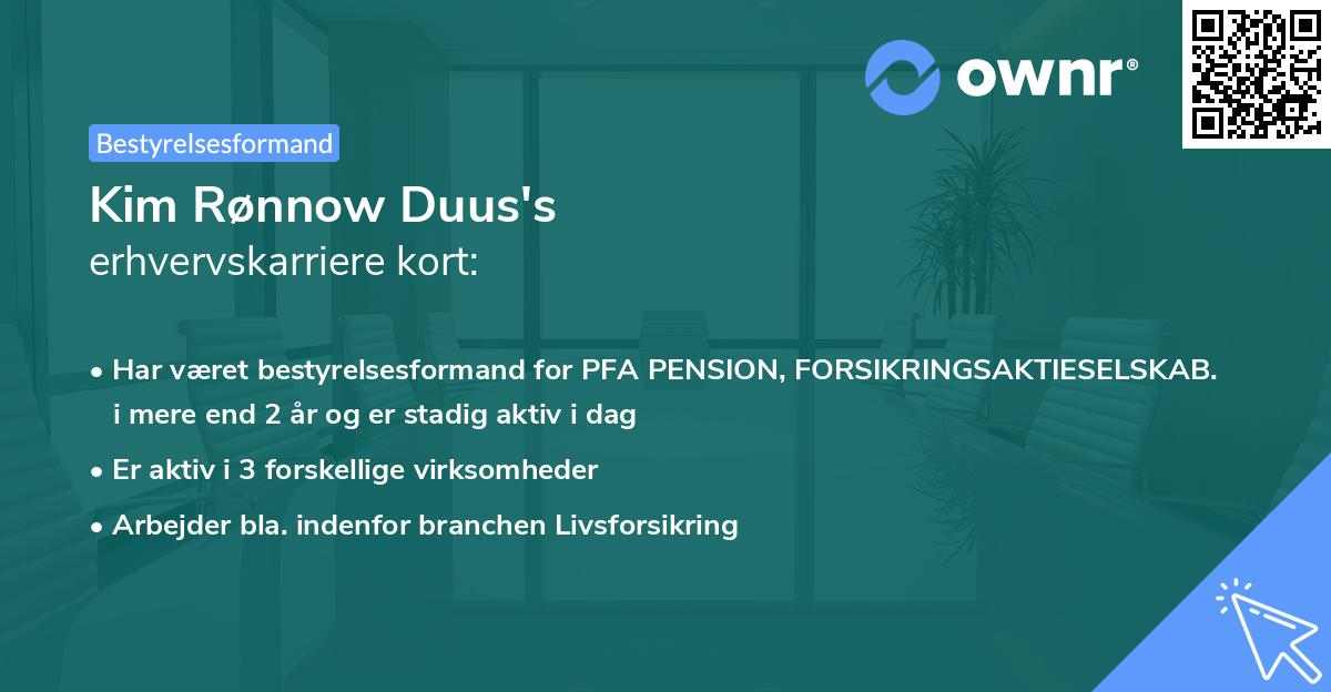 Kim Rønnow Duus's erhvervskarriere kort