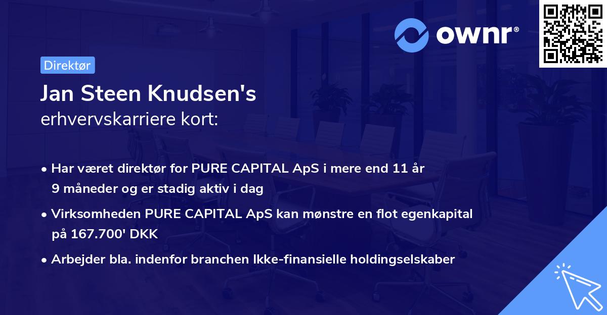 Jan Steen Knudsen's erhvervskarriere kort