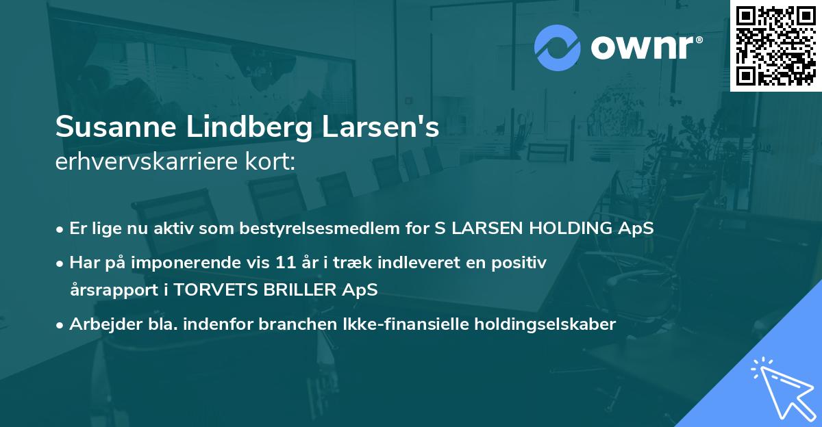 Susanne Lindberg Larsen's erhvervskarriere kort