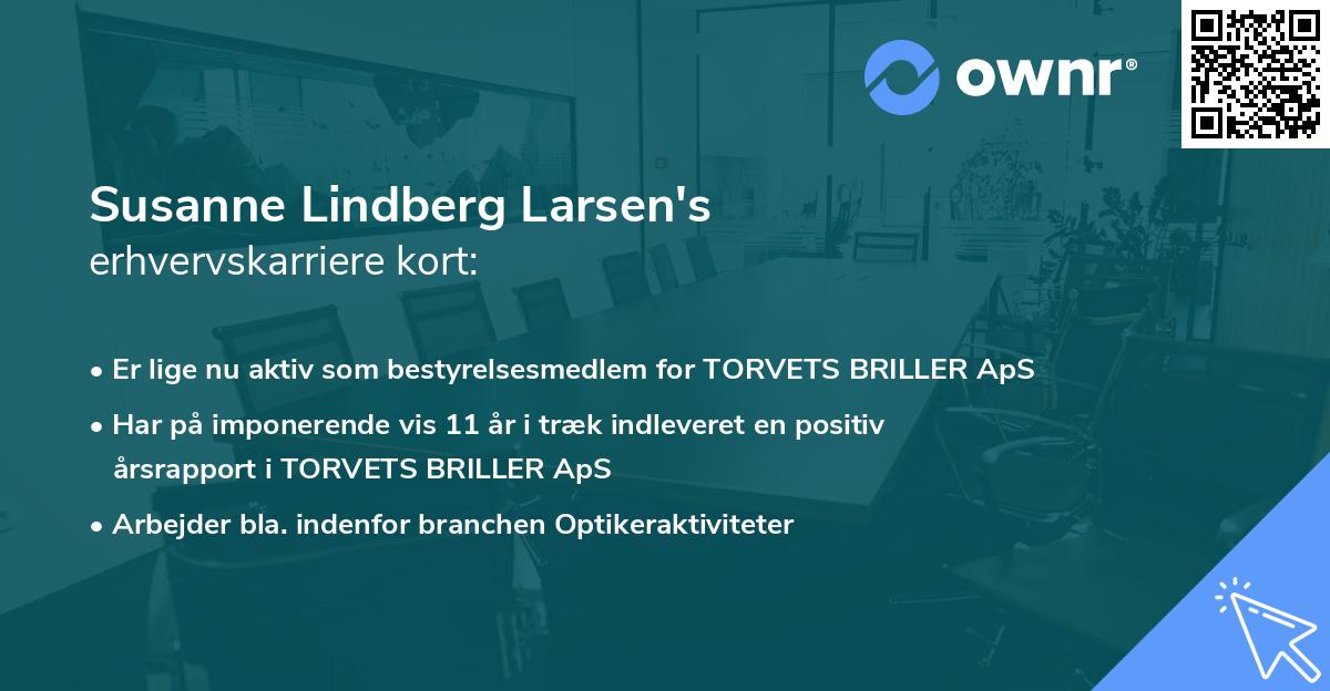Susanne Lindberg Larsen's erhvervskarriere kort