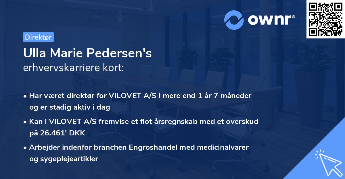 Ulla Marie Pedersen's erhvervskarriere kort