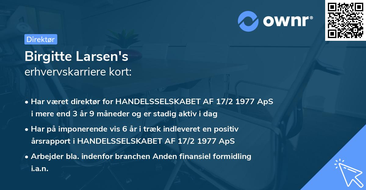 Birgitte Larsen's erhvervskarriere kort