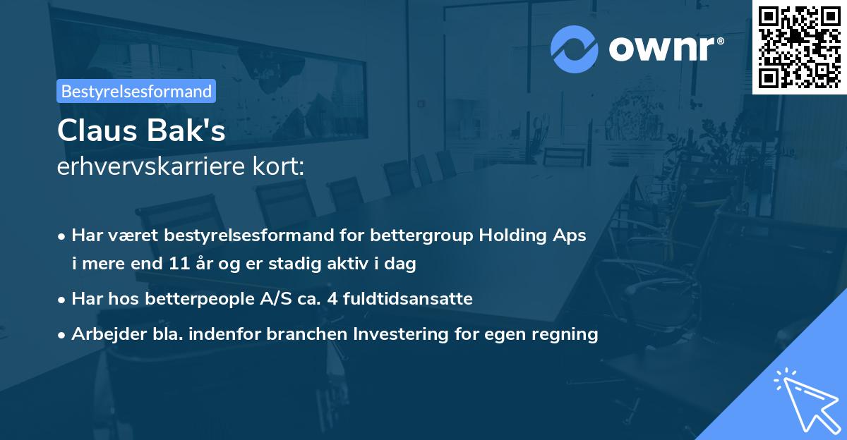 Claus Bak's erhvervskarriere kort