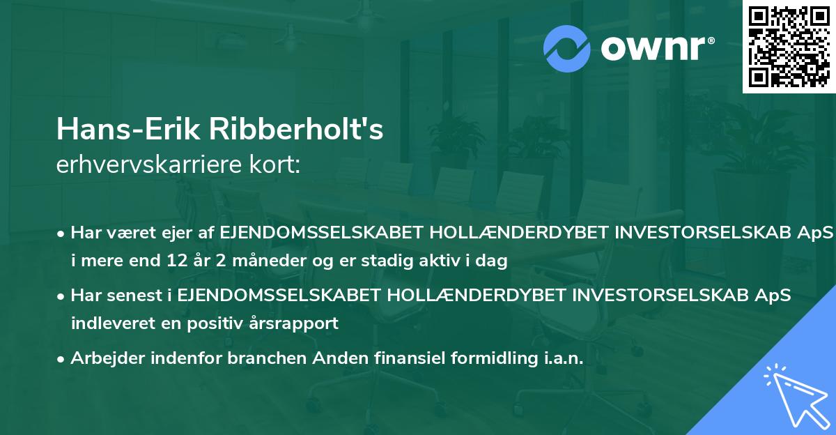 Hans-Erik Ribberholt's erhvervskarriere kort