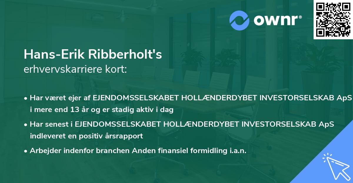 Hans-Erik Ribberholt's erhvervskarriere kort