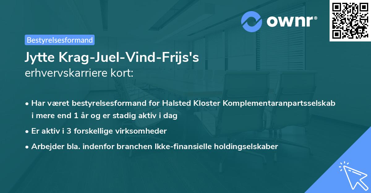 Jytte Krag-Juel-Vind-Frijs's erhvervskarriere kort