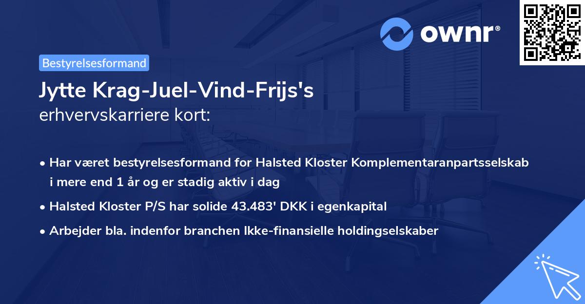 Jytte Krag-Juel-Vind-Frijs's erhvervskarriere kort
