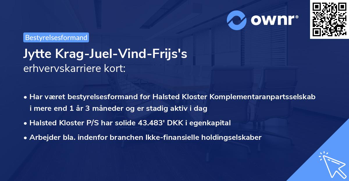 Jytte Krag-Juel-Vind-Frijs's erhvervskarriere kort