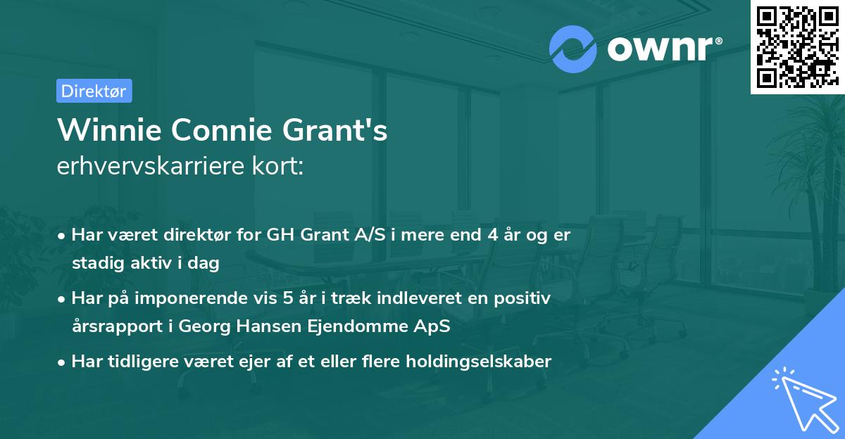 Winnie Connie Grant's erhvervskarriere kort