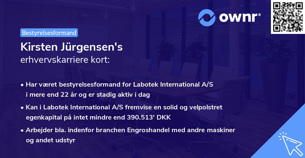 Kirsten Jürgensen's erhvervskarriere kort