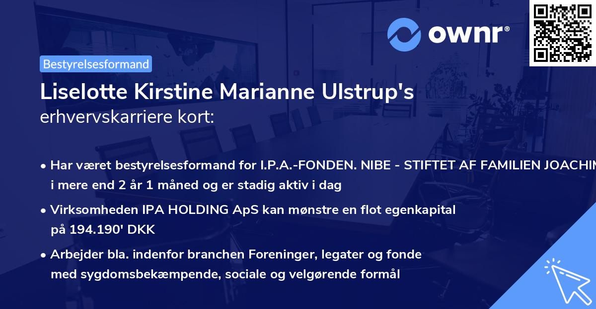 Liselotte Kirstine Marianne Ulstrup's erhvervskarriere kort