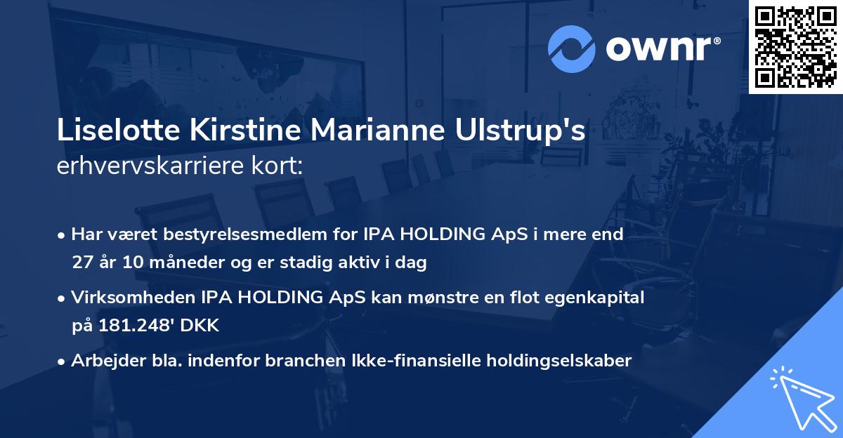 Liselotte Kirstine Marianne Ulstrup's erhvervskarriere kort