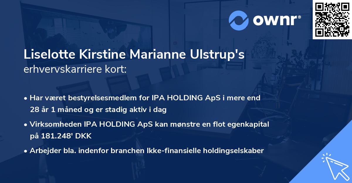 Liselotte Kirstine Marianne Ulstrup's erhvervskarriere kort