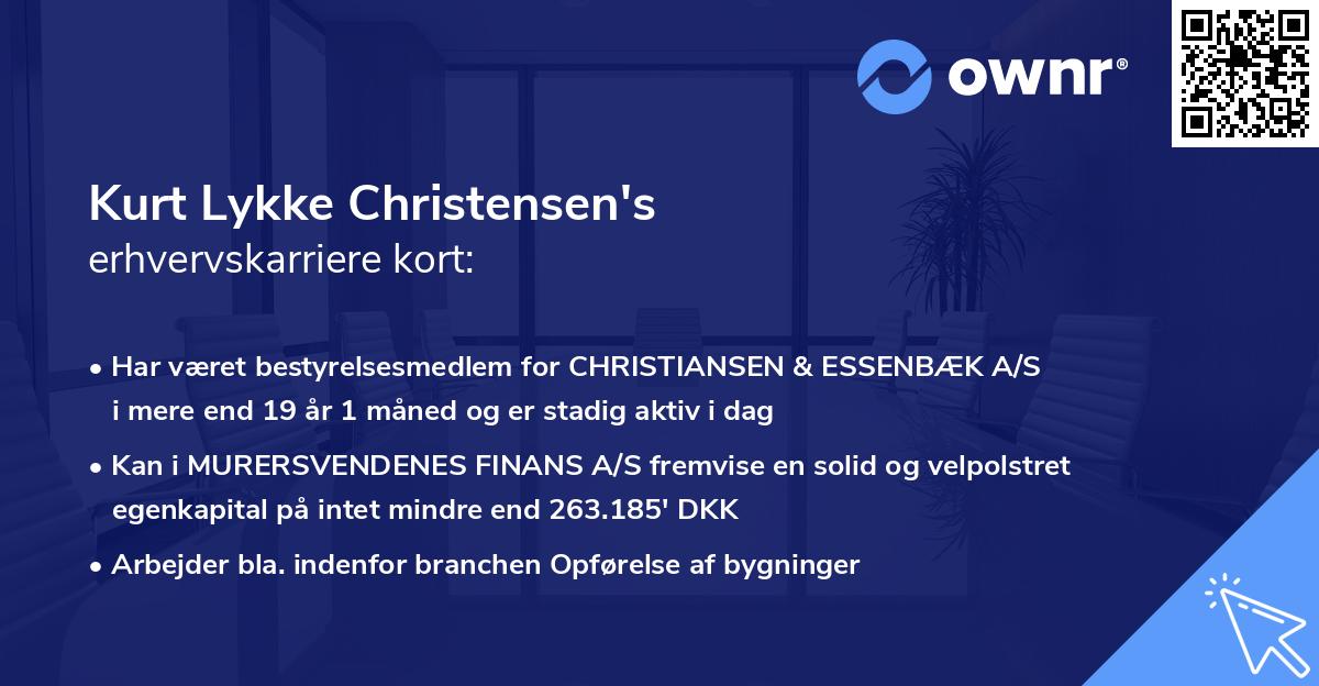 Kurt Lykke Christensen's erhvervskarriere kort