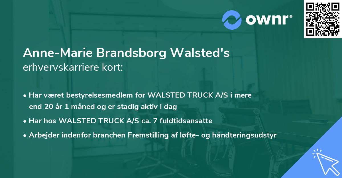Anne-Marie Brandsborg Walsted's erhvervskarriere kort