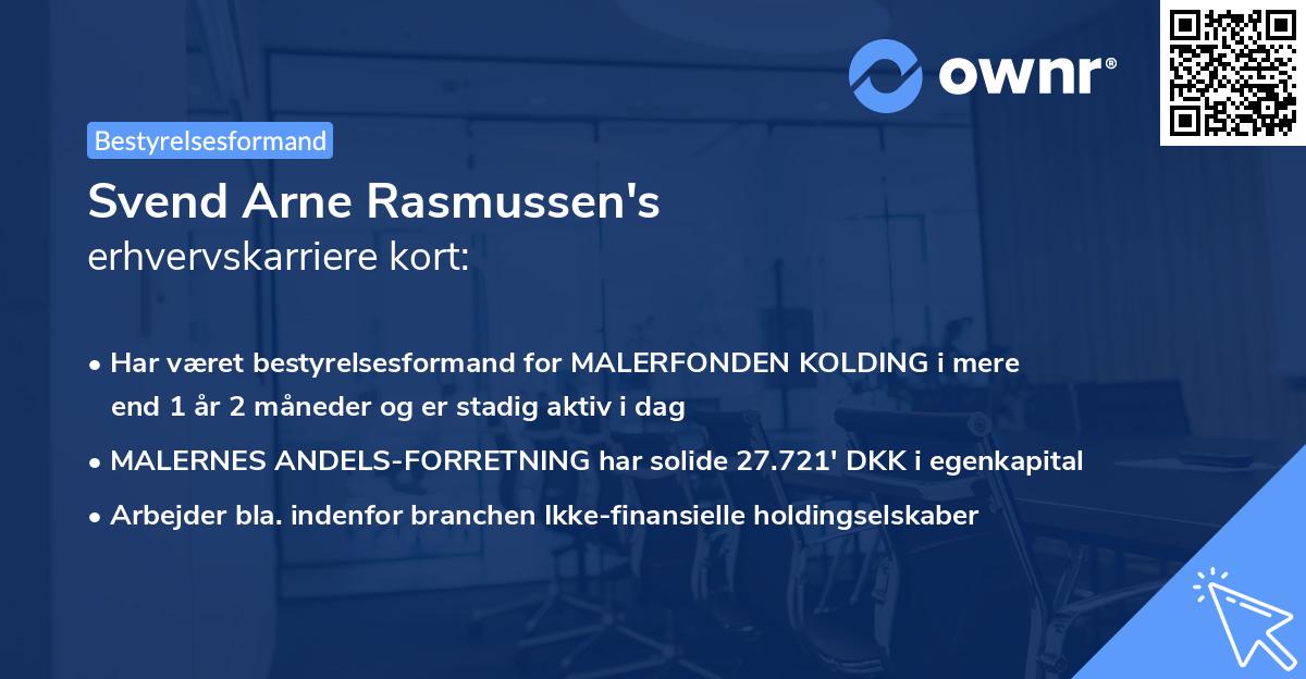 Svend Arne Rasmussen's erhvervskarriere kort