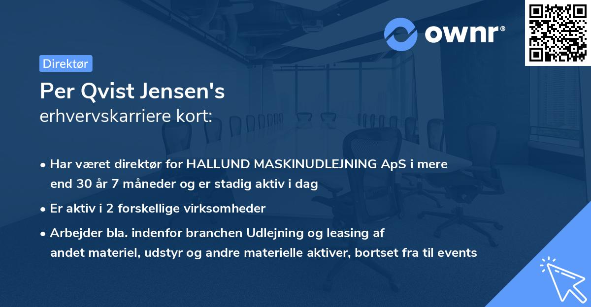 Per Qvist Jensen's erhvervskarriere kort