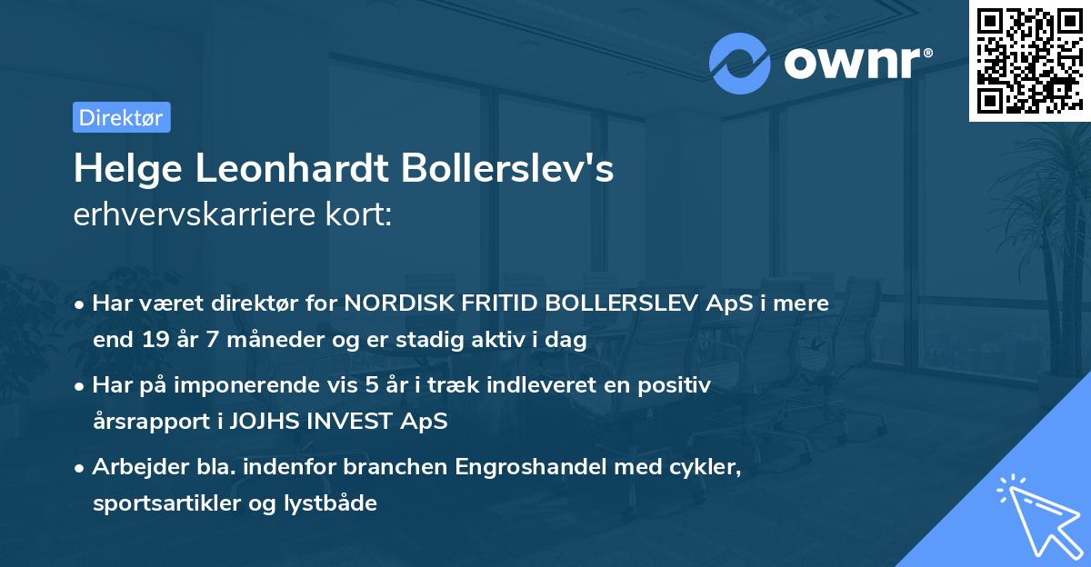 Helge Leonhardt Bollerslev's erhvervskarriere kort