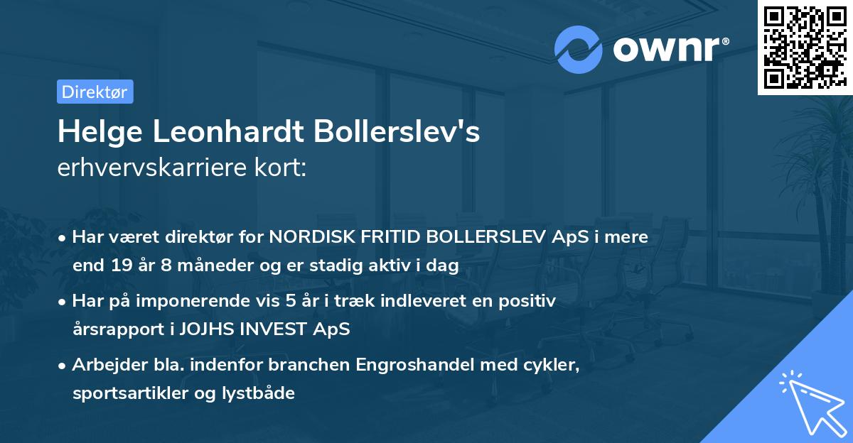 Helge Leonhardt Bollerslev's erhvervskarriere kort