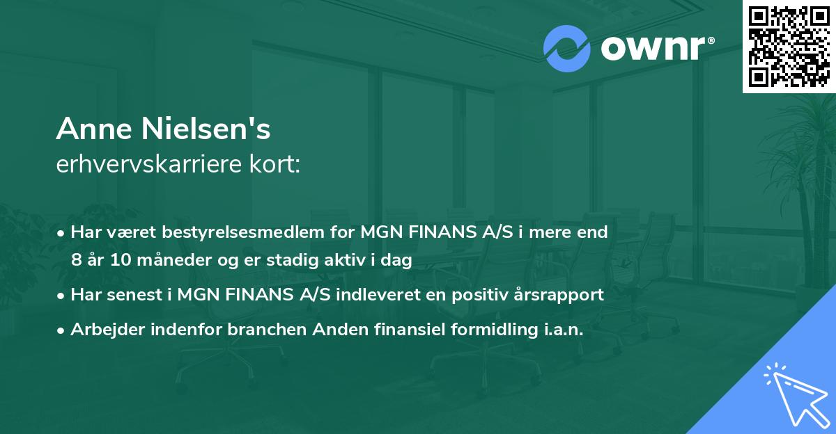 Anne Nielsen's erhvervskarriere kort