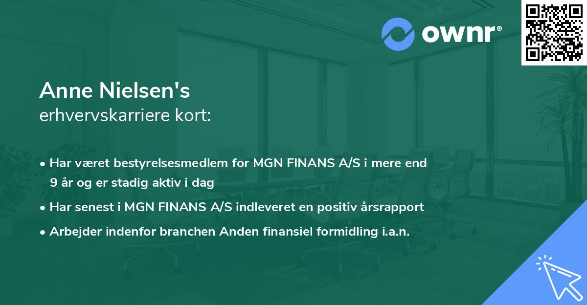 Anne Nielsen's erhvervskarriere kort