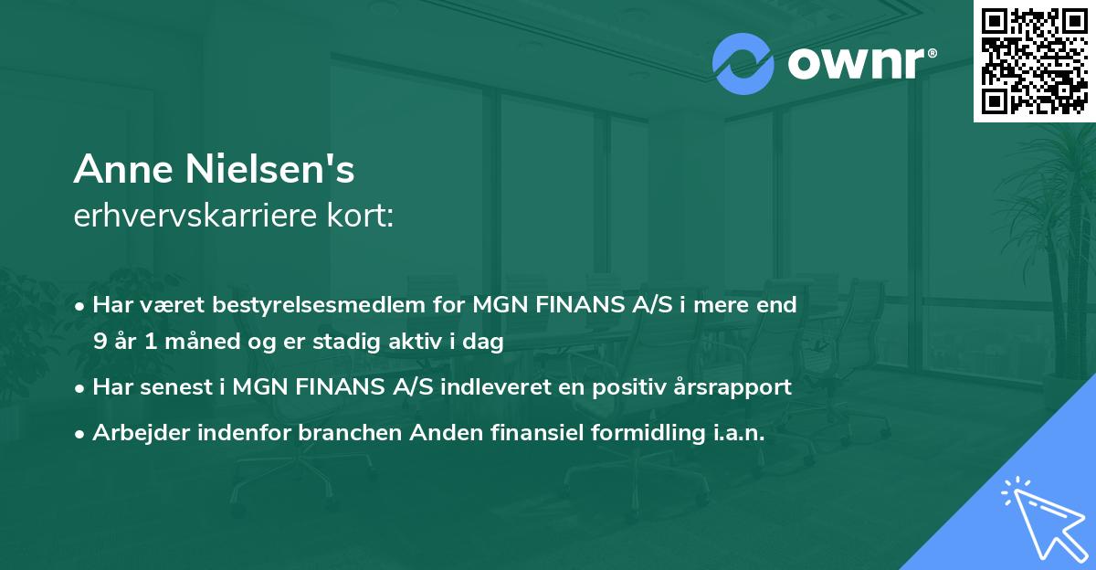Anne Nielsen's erhvervskarriere kort