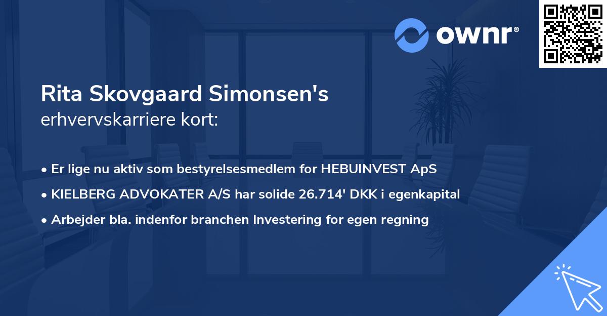 Rita Skovgaard Simonsen's erhvervskarriere kort