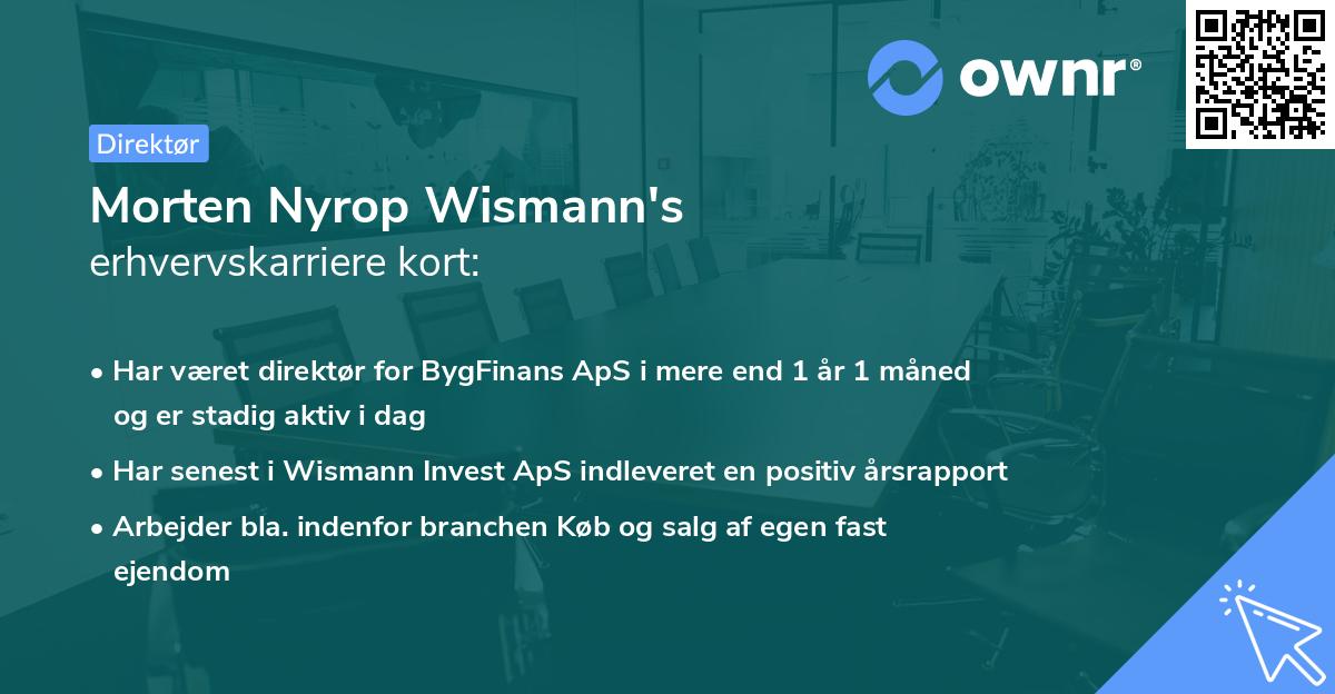 Morten Nyrop Wismann's erhvervskarriere kort