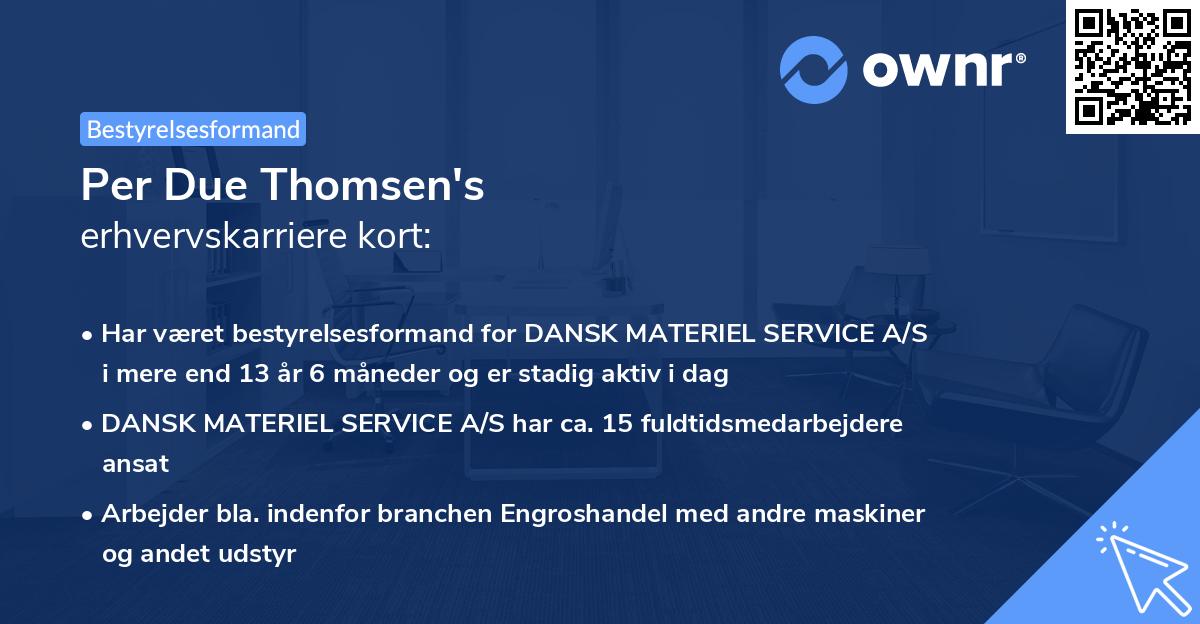Per Due Thomsen's erhvervskarriere kort