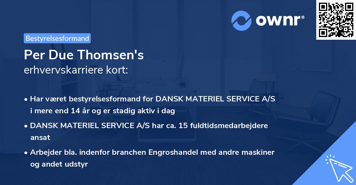 Per Due Thomsen's erhvervskarriere kort