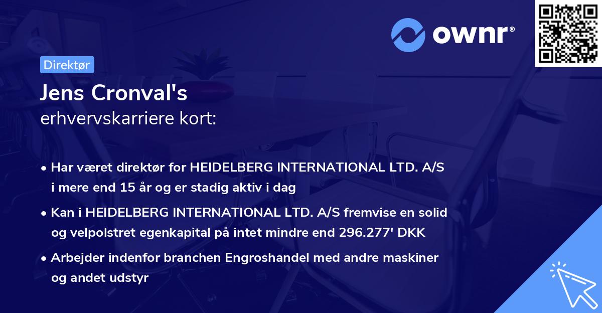 Jens Cronval's erhvervskarriere kort