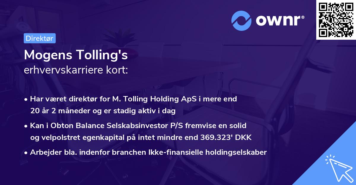 Mogens Tolling's erhvervskarriere kort