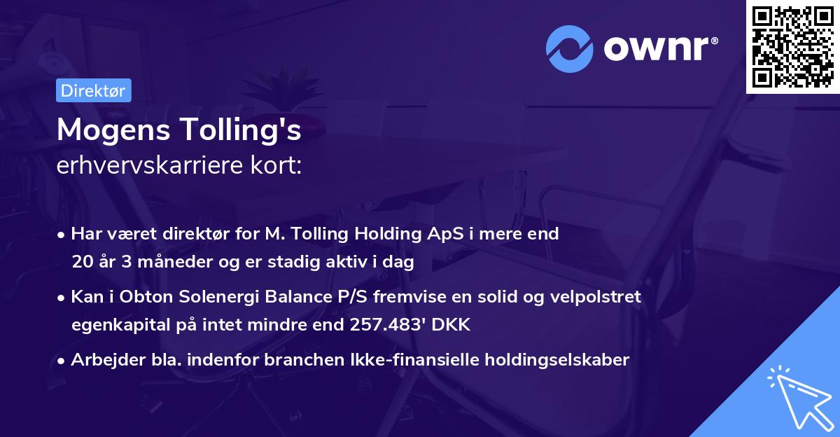 Mogens Tolling's erhvervskarriere kort