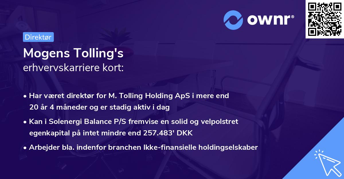 Mogens Tolling's erhvervskarriere kort