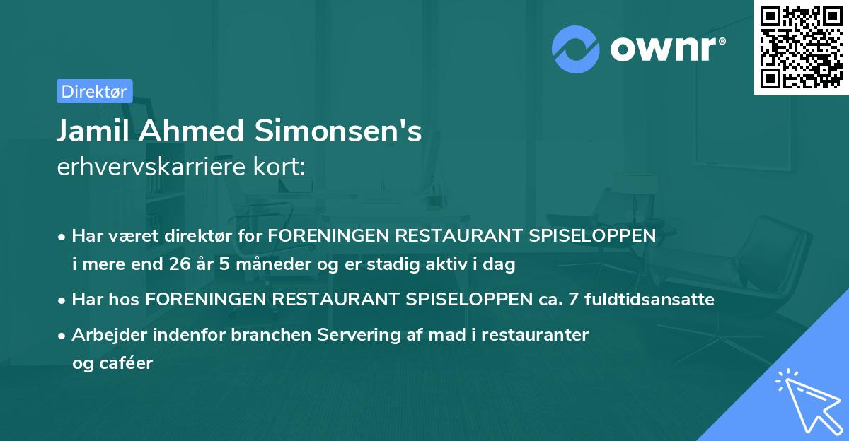 Jamil Ahmed Simonsen's erhvervskarriere kort