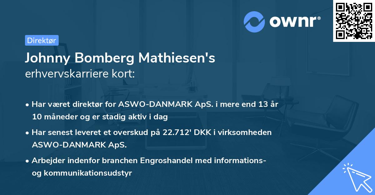 Johnny Bomberg Mathiesen's erhvervskarriere kort