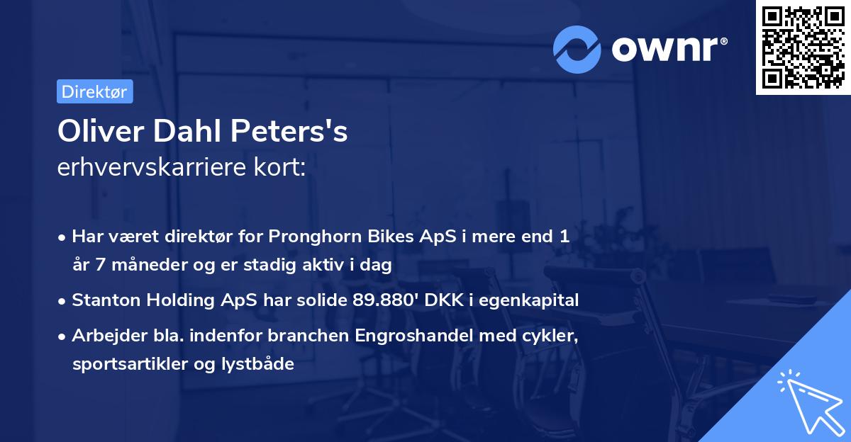 Oliver Dahl Peters's erhvervskarriere kort