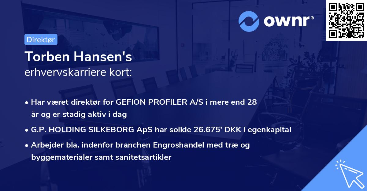 Torben Hansen's erhvervskarriere kort