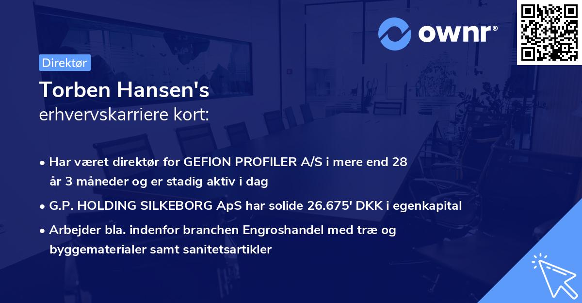 Torben Hansen's erhvervskarriere kort