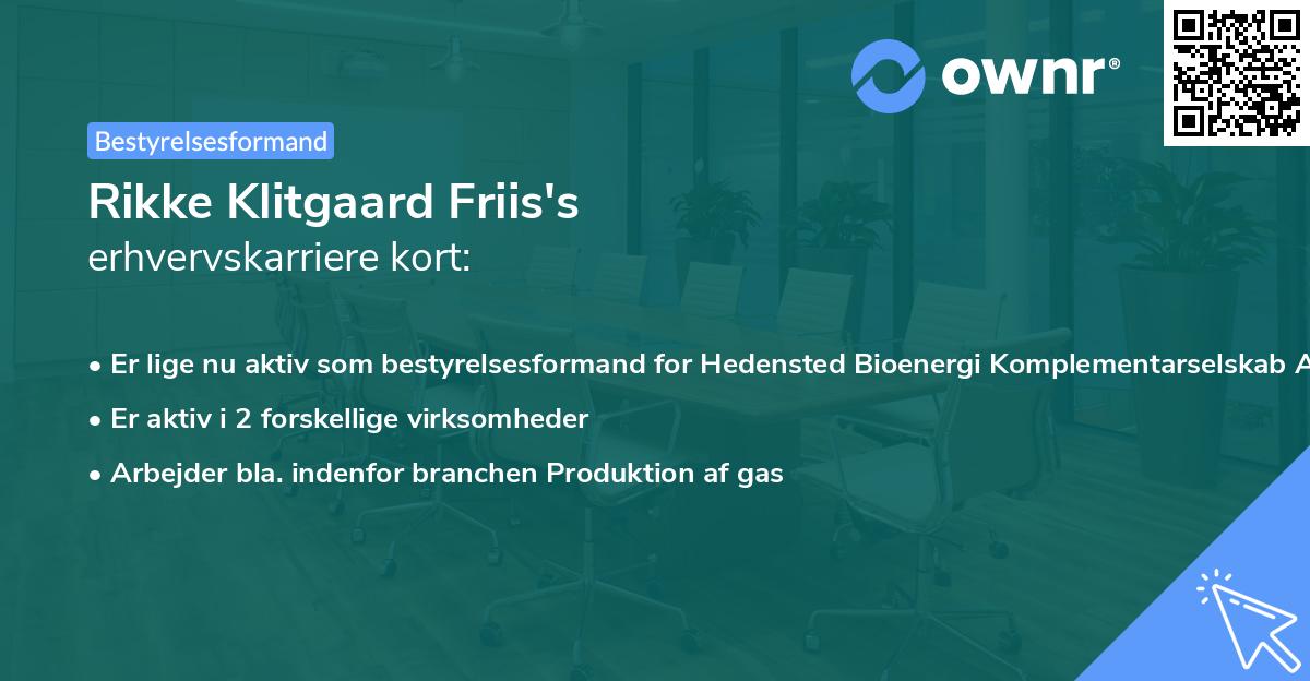 Rikke Klitgaard Friis's erhvervskarriere kort