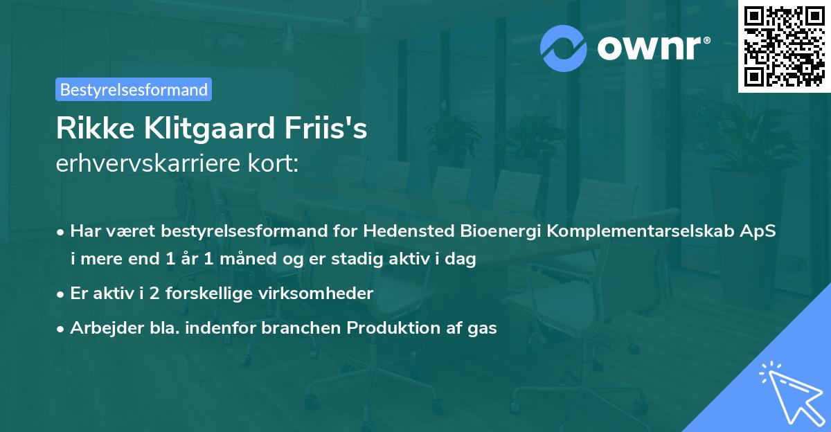 Rikke Klitgaard Friis's erhvervskarriere kort