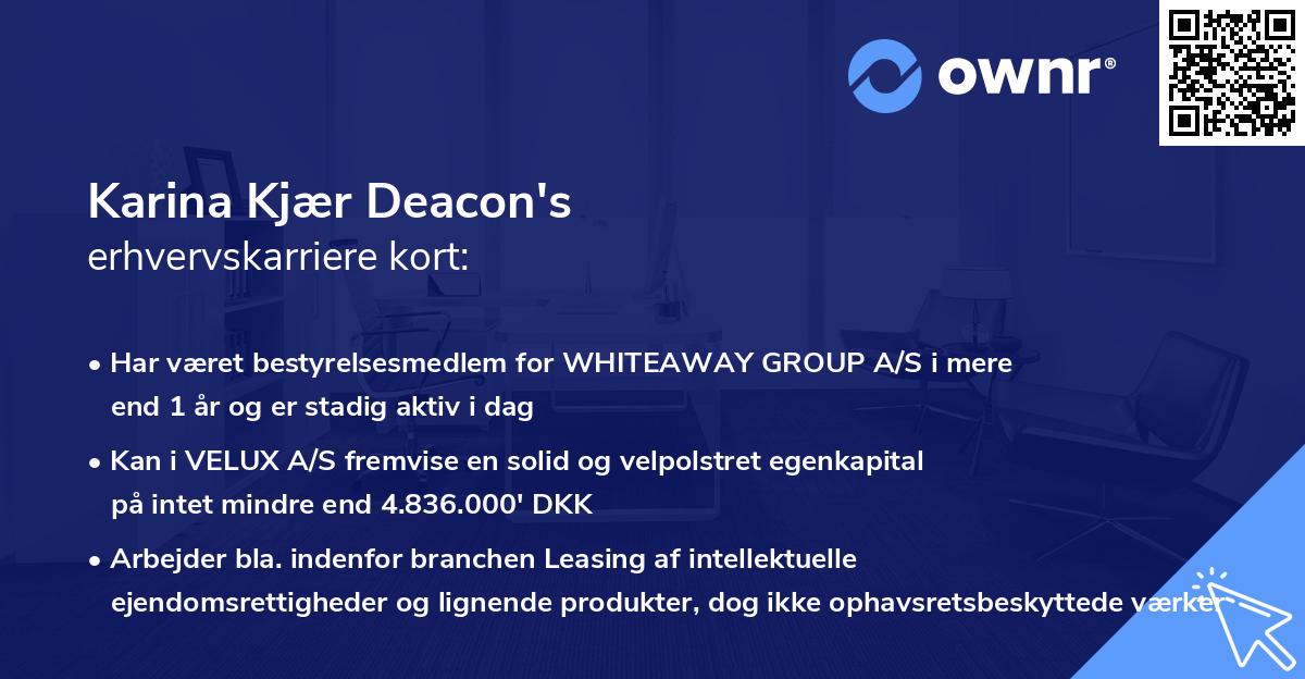Karina Kjær Deacon's erhvervskarriere kort
