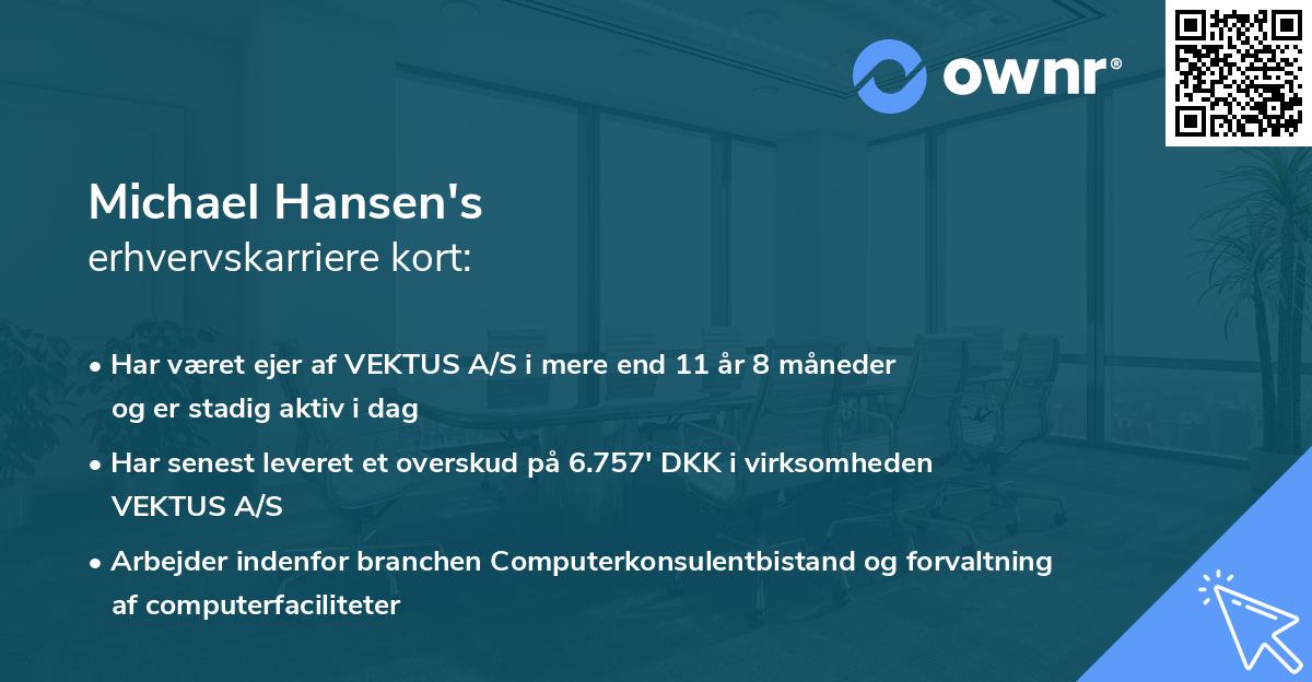 Michael Hansen's erhvervskarriere kort