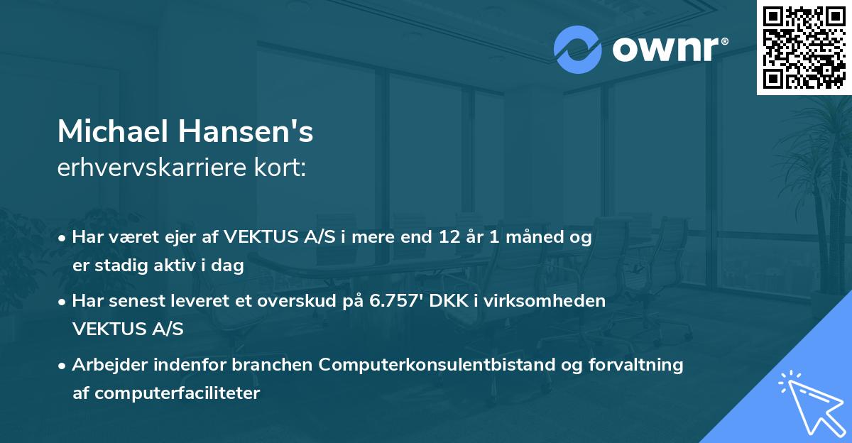 Michael Hansen's erhvervskarriere kort